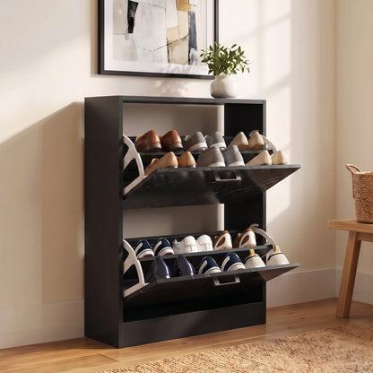 Meuble à chaussures compact à 2 tiroirs