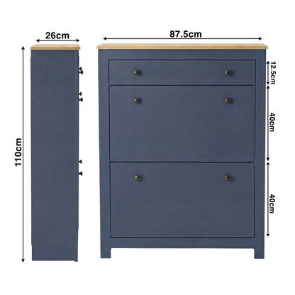 2 Door Shoe Cabinet with Drawer – Slim Hallway Storage Unit